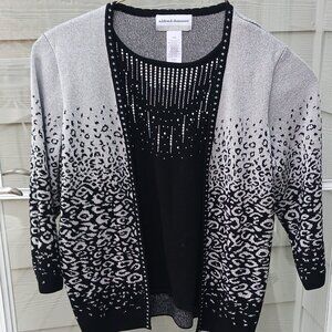Alfred Dunner black/white elegant sweater with beads